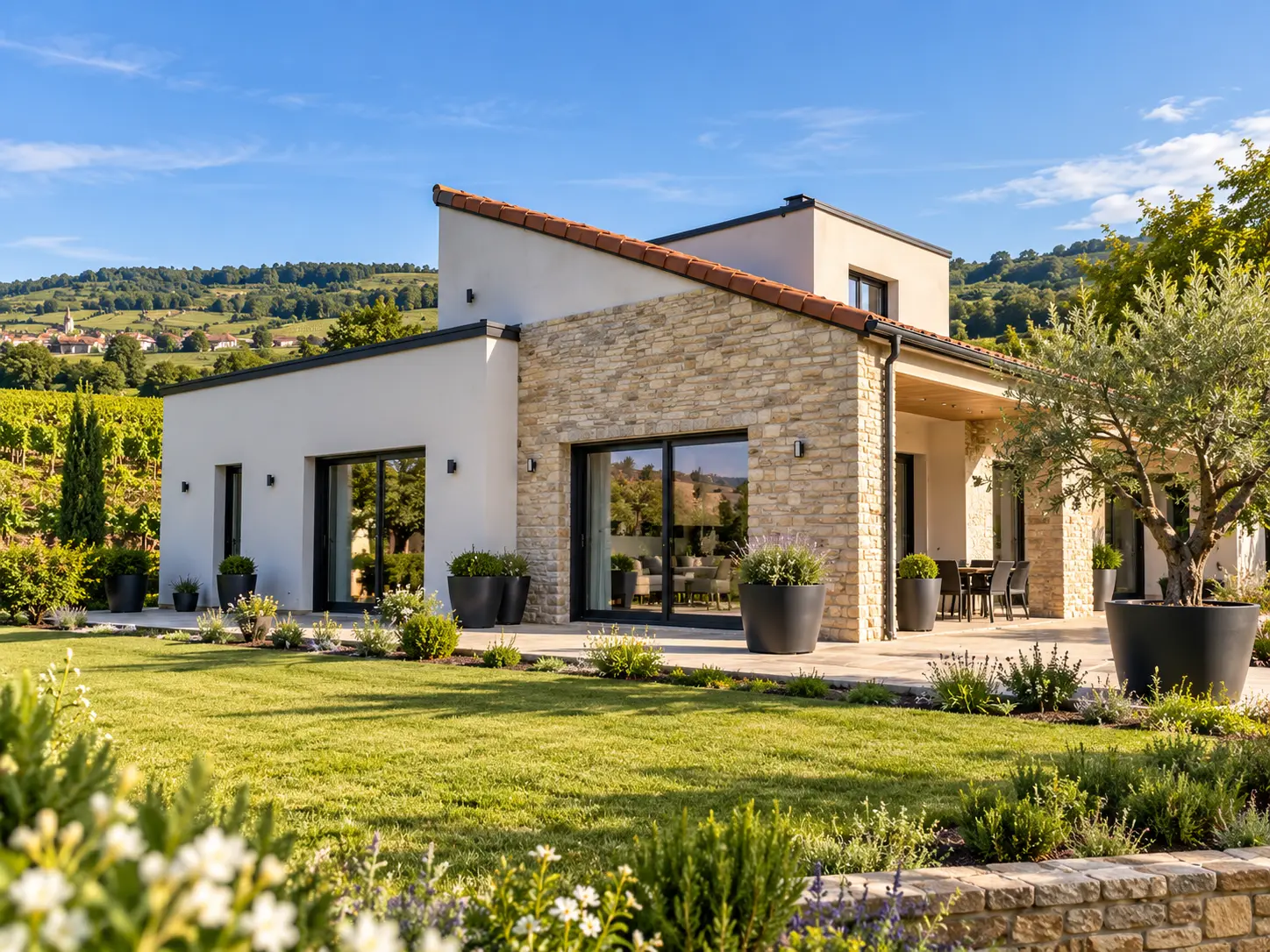 Maison sur mesure en pierre de Bourgogne près de Beaune